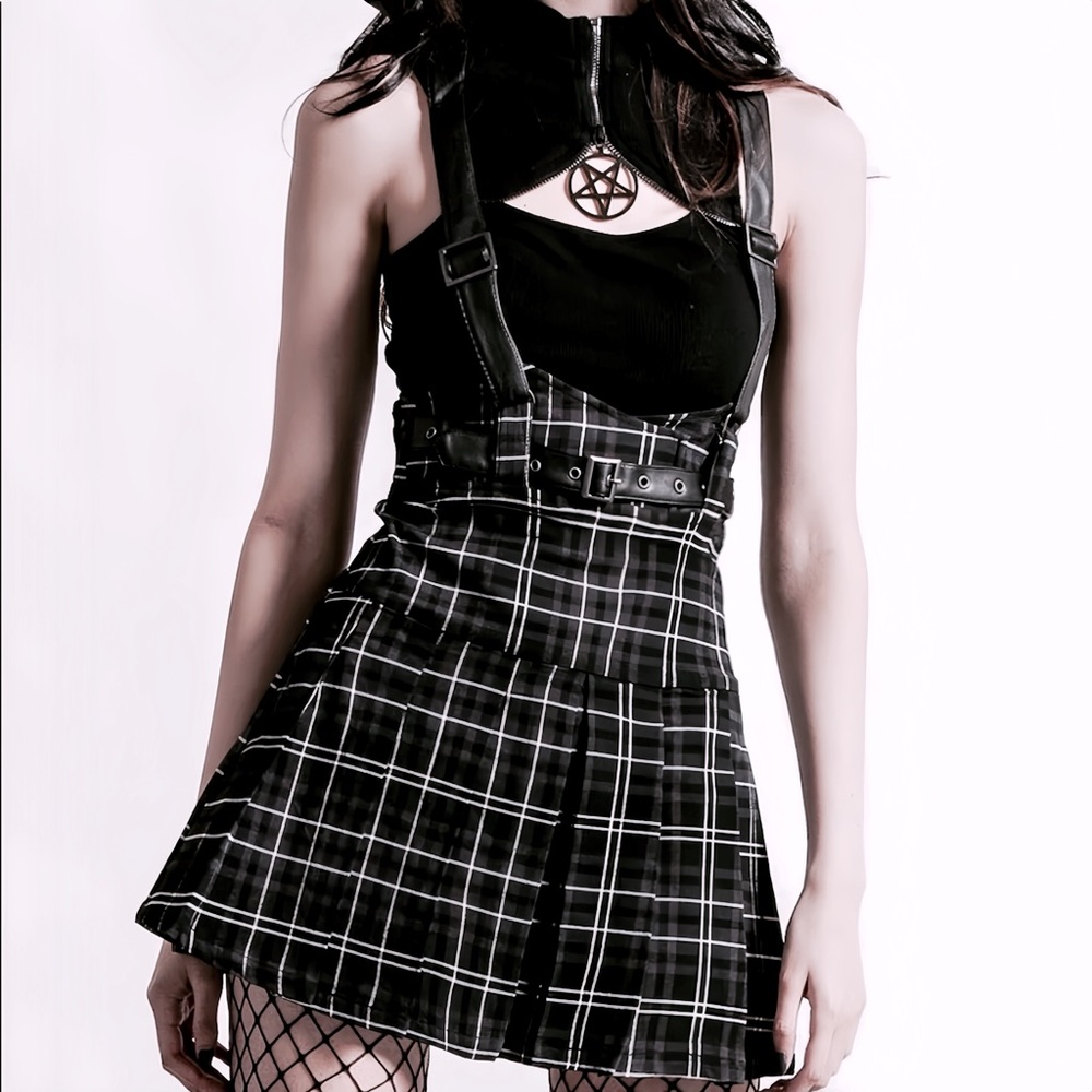 KILLSTAR Shadows Suspender Mini Skirt [ASH TARTAN] Resurrect